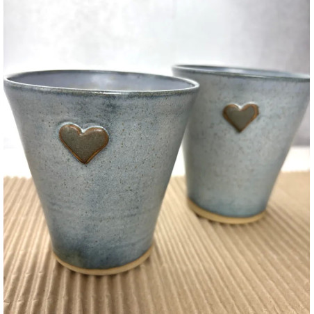 Liten rak bägare med litet hjärta Blue Crystal