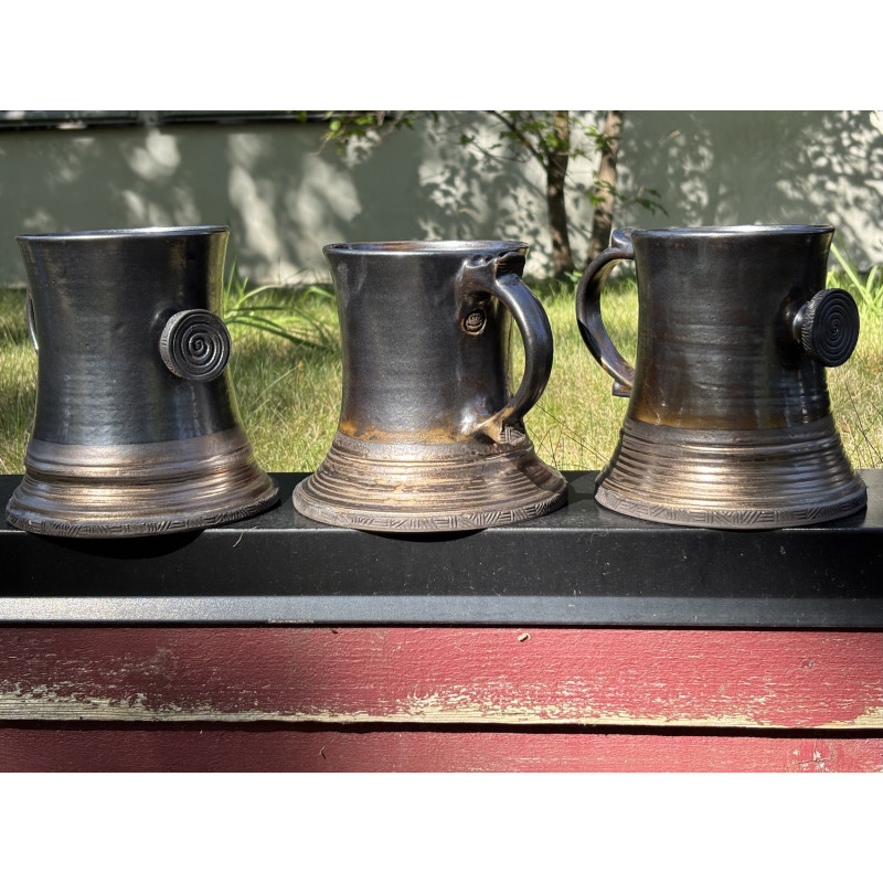 Sejdel svart stengods, guld- och silverglasyr, 1,3 liter