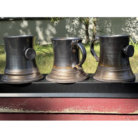Sejdel svart stengods, guld- och silverglasyr, 1,3 liter